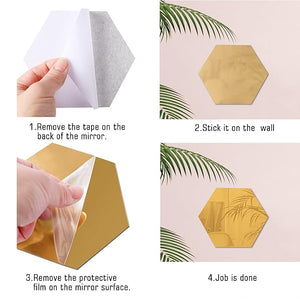 Hexagon Acrylic Mirror Wall Stickers with 20 3D Butterflies – Self Adhesive Decorative Wall Mirror for Bedroom & Living Room Super Mall