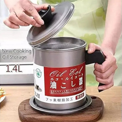 Oil Fryer Cookerwith Stainless Steel Fine Mesh With Lid Food Grade Iron Cooking Oil Filter Machine With Handle For Kitchen..
