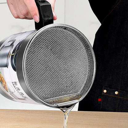 Oil Fryer Cookerwith Stainless Steel Fine Mesh With Lid Food Grade Iron Cooking Oil Filter Machine With Handle For Kitchen..