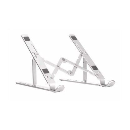 Silver laptop stand on a white background