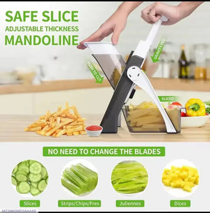 Mandoline slicer for vegetables and kitchen food preparation