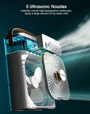 Mini Portable Rechargeable Air Cooler Fan – USB Personal Cooling Fan with Water Tank & 3-Speed Settings Super Mall